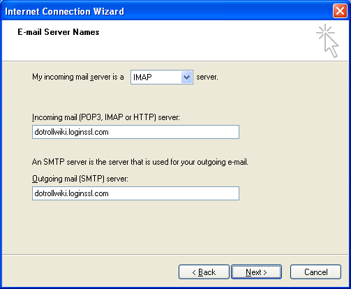 Internet Connection Wizzard - IMAP Connection