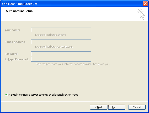 Add New E-mail Account - Auto Account Setup