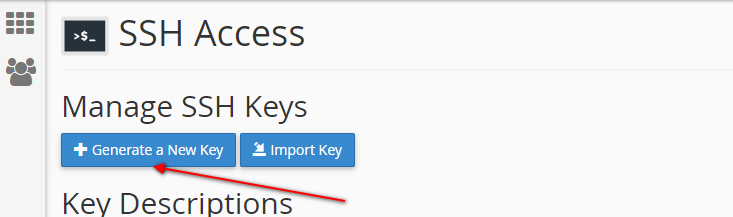 Generate a New Key or Import Key
