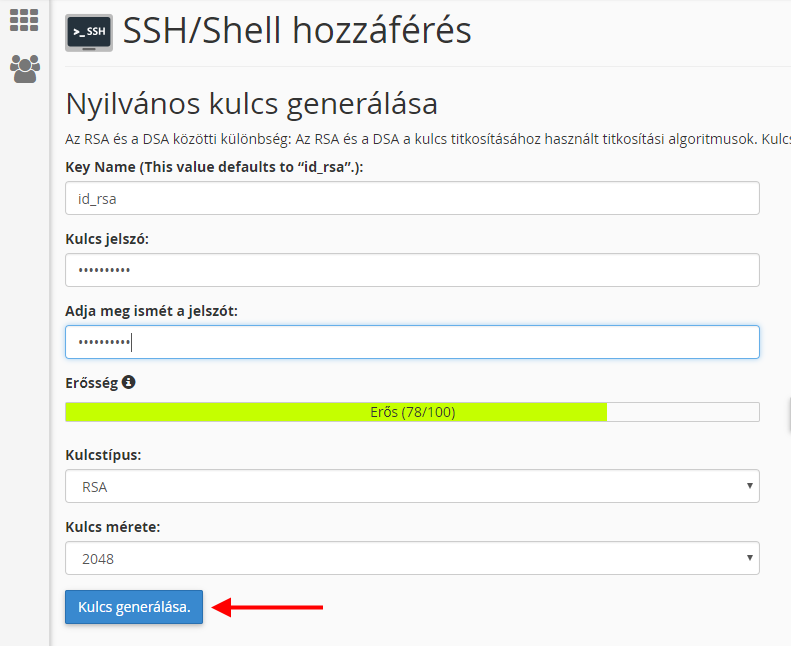 SSH kulcs készítése