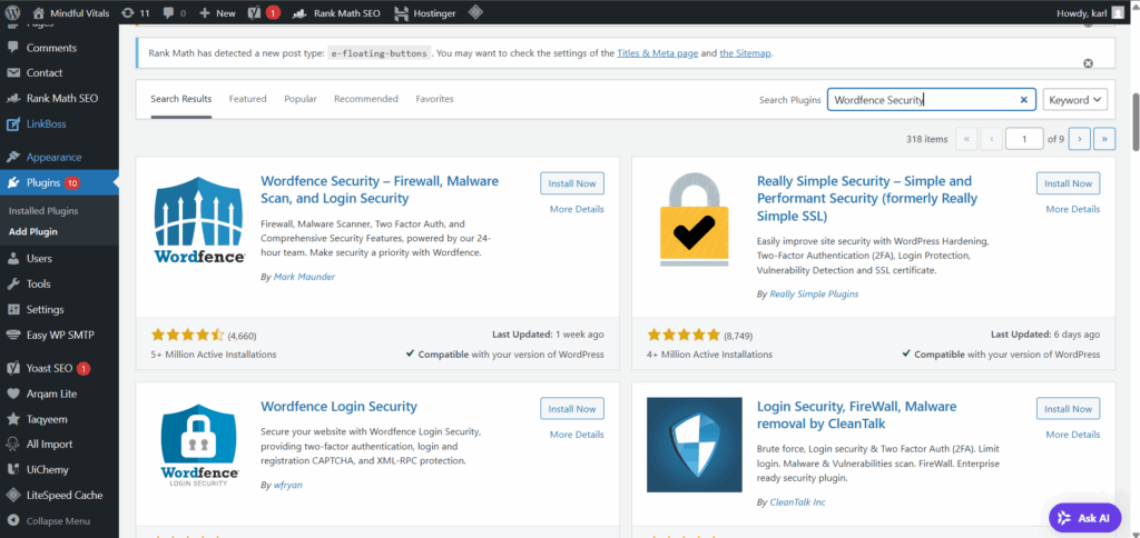 wordpress tűzfal hozzáadása