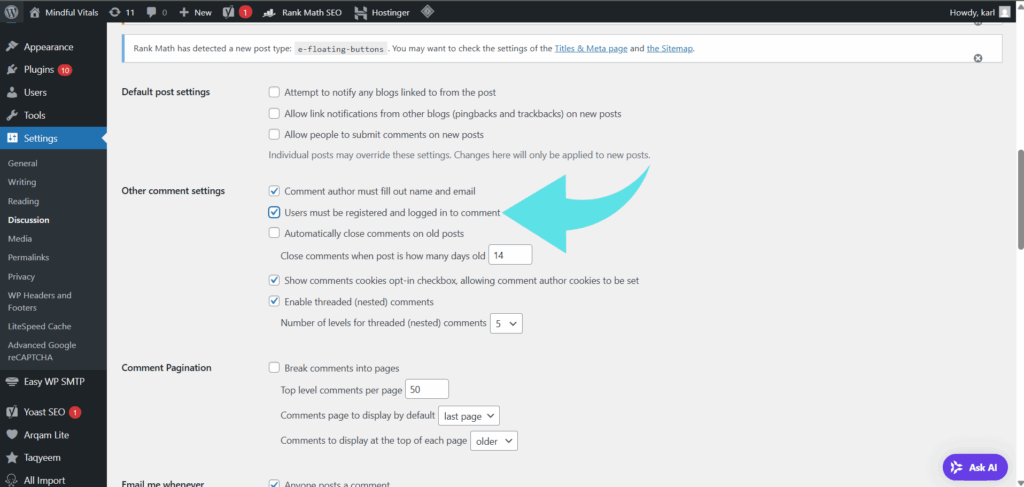 spam kommentek megakadályozása WordPress felületen