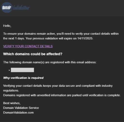domain validation service hitelesítő levele