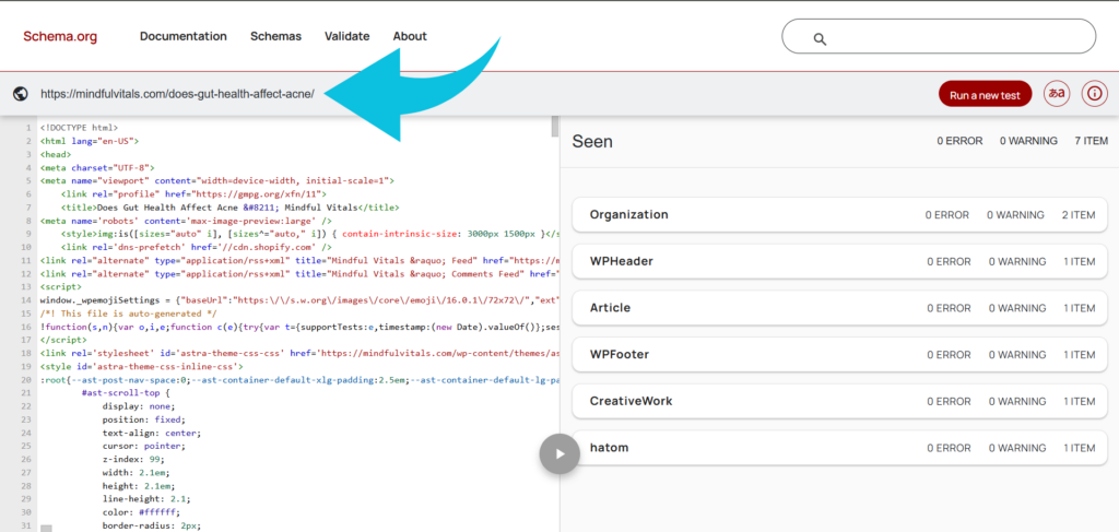 hogyan teszteljünk oldalt Schema Markup Validator segítségével